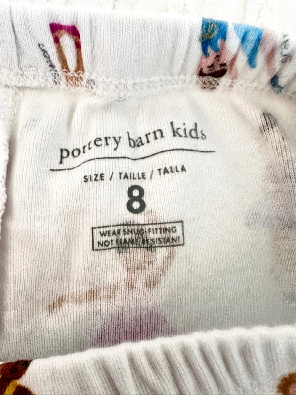Pottery Barn Kids White Ballerina Print Pajama Set Size 8